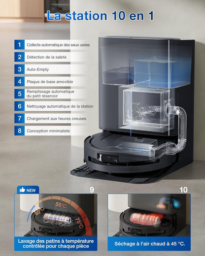 ECOVACS DEEBOT T80 Omni | Robot Aspirateur & Laveur 18 000 Pa